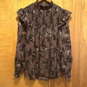 NWOT‎ Knox Rose Dark Floral Burnout Velvet Blouse-Sz L-Edwardian-Whimsigoth